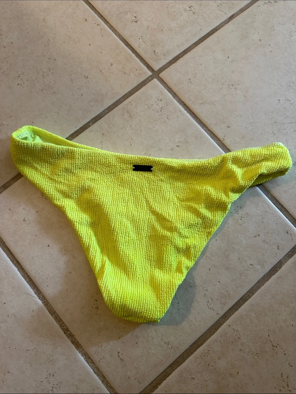 Neon Yellow Textured Bikini Bottom - Women Swim - Picture 2 of 3